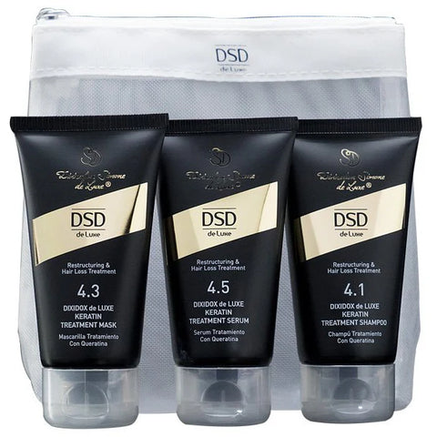 DIXIDOX DE LUXE Набор для путешествий — 4.1 Восстанавливающий шампунь 50 мл + 4.3 Восстанавливающая маска 50 мл + 4.5 Восстанавливающая сыворотка